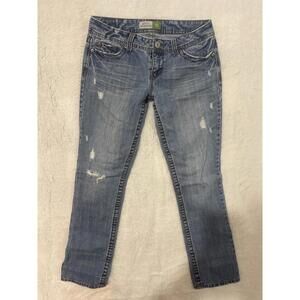Aeropostale Women's Jeans Size 9/10 Regular Bayla Skinny Distressed Blue Denim
